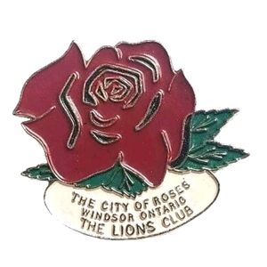 Vintage Windsor Ontario Lions Club Vintage LPin - "The City of Roses" Enamel Pin